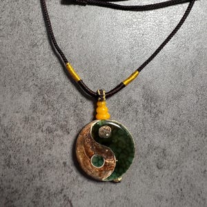 Vintage Agate Yin Yang Pendant: Taoist Amulet Necklace