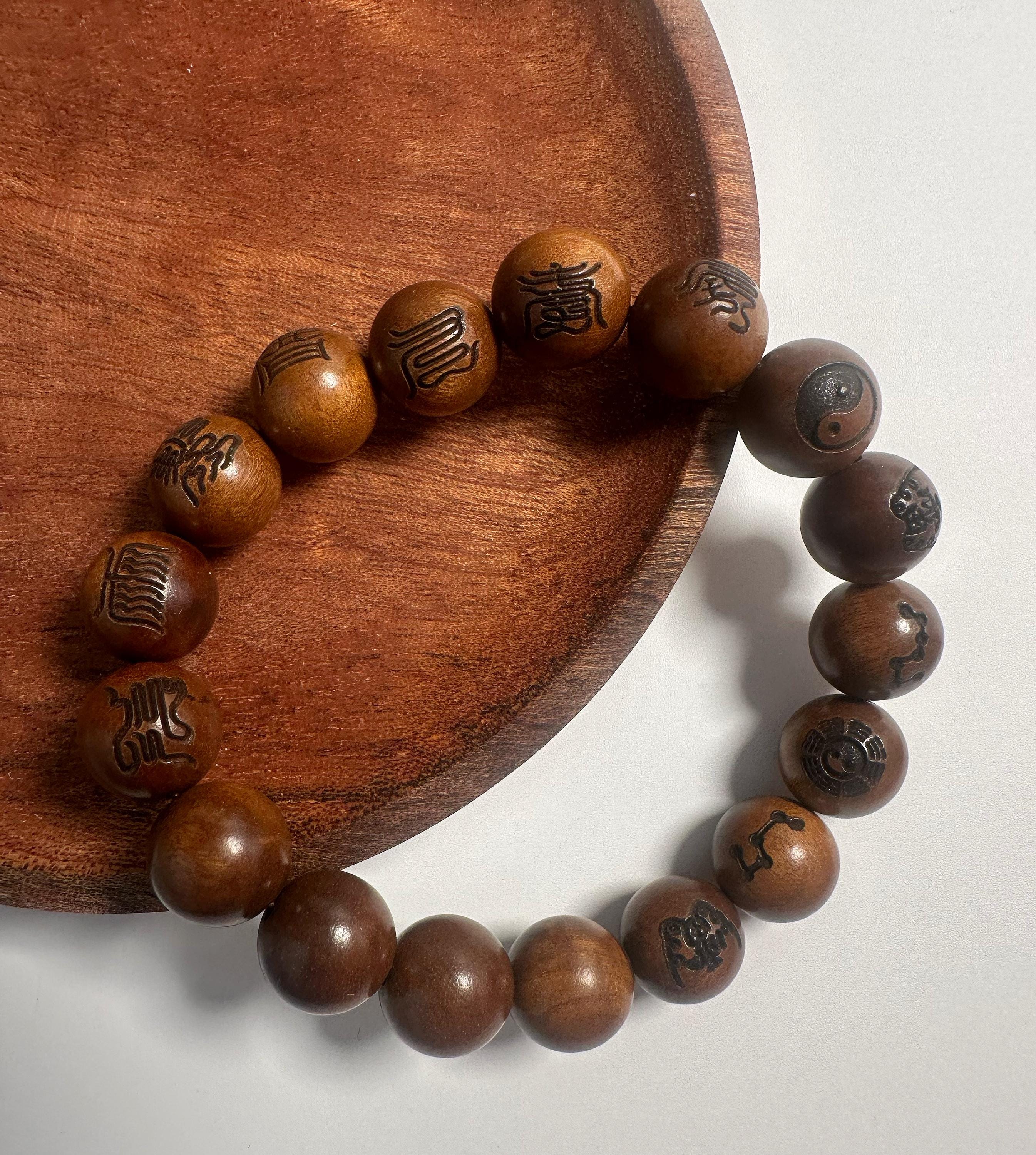 Thunderstruck Jujube Wood Bracelet|taoist Eight Trigrams & 12