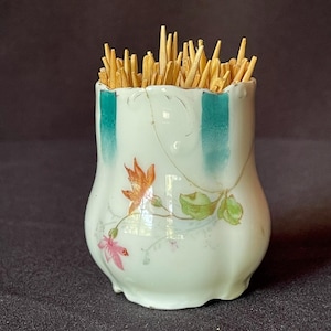 Antique Porcelain Floral Toothpick Holder
