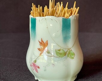 Antique Porcelain Floral Toothpick Holder