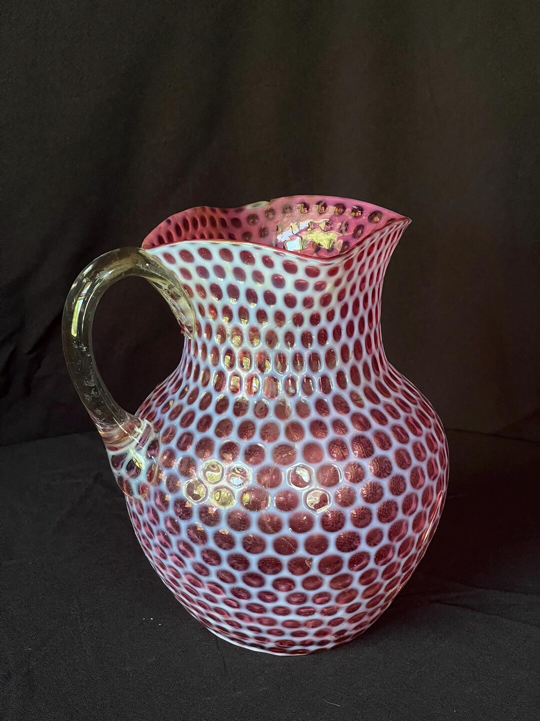 Windows Pircher Hobbs & Brockunier Victorian Cranberry Glass Windows Pitcher - Etsy