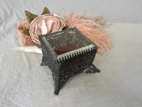 Antique Ornate Metal Jewelry Box