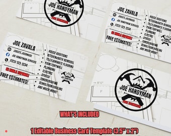 Editable Handyman Business Card Template | Construction, Repair & Maintenance Card | Canva Printable | Digital Download