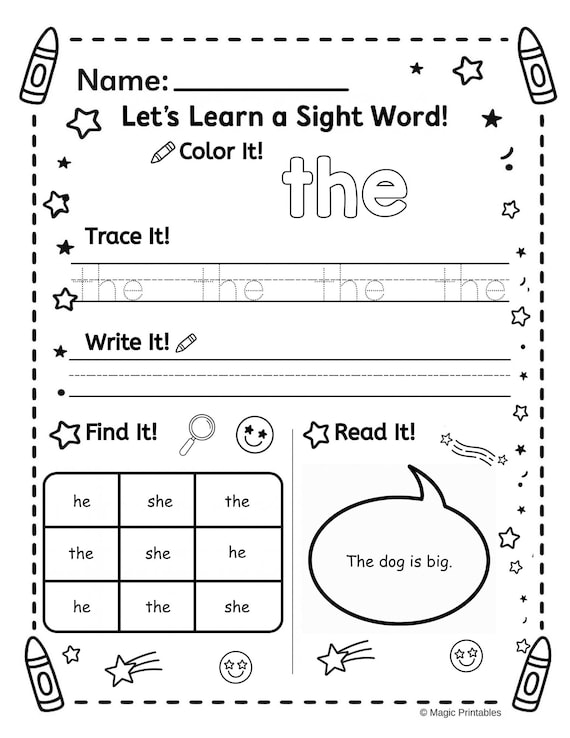 Tracing Sight Words Worksheets Kindergarten Free Sight Word Worksheet