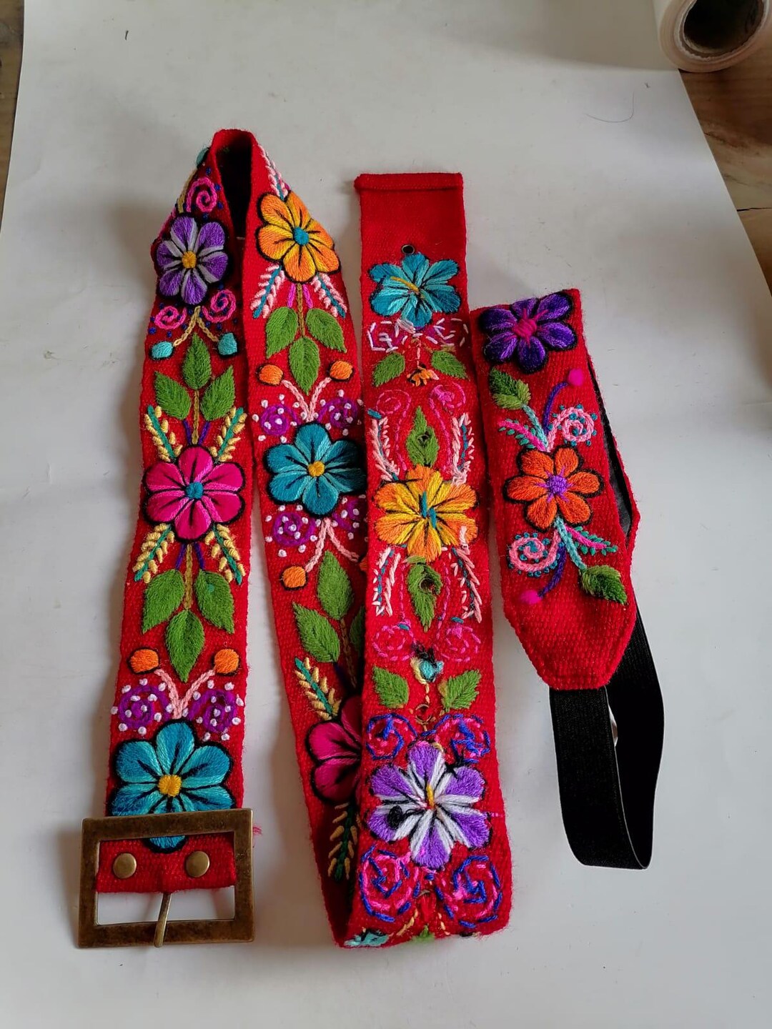 Hand Woven Headband Set Multicolored Flowers Peruvian Crafts 