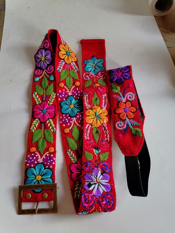Multicolor Wool Woven Headband Belt Set Peruvian Crafts Handwoven Andean Wool Headband Belt Set Embroidered  main image 3