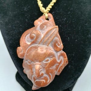 Hand-Carved Natural Stone Necklace, Inca Pachacuti Design, Chavín Culture