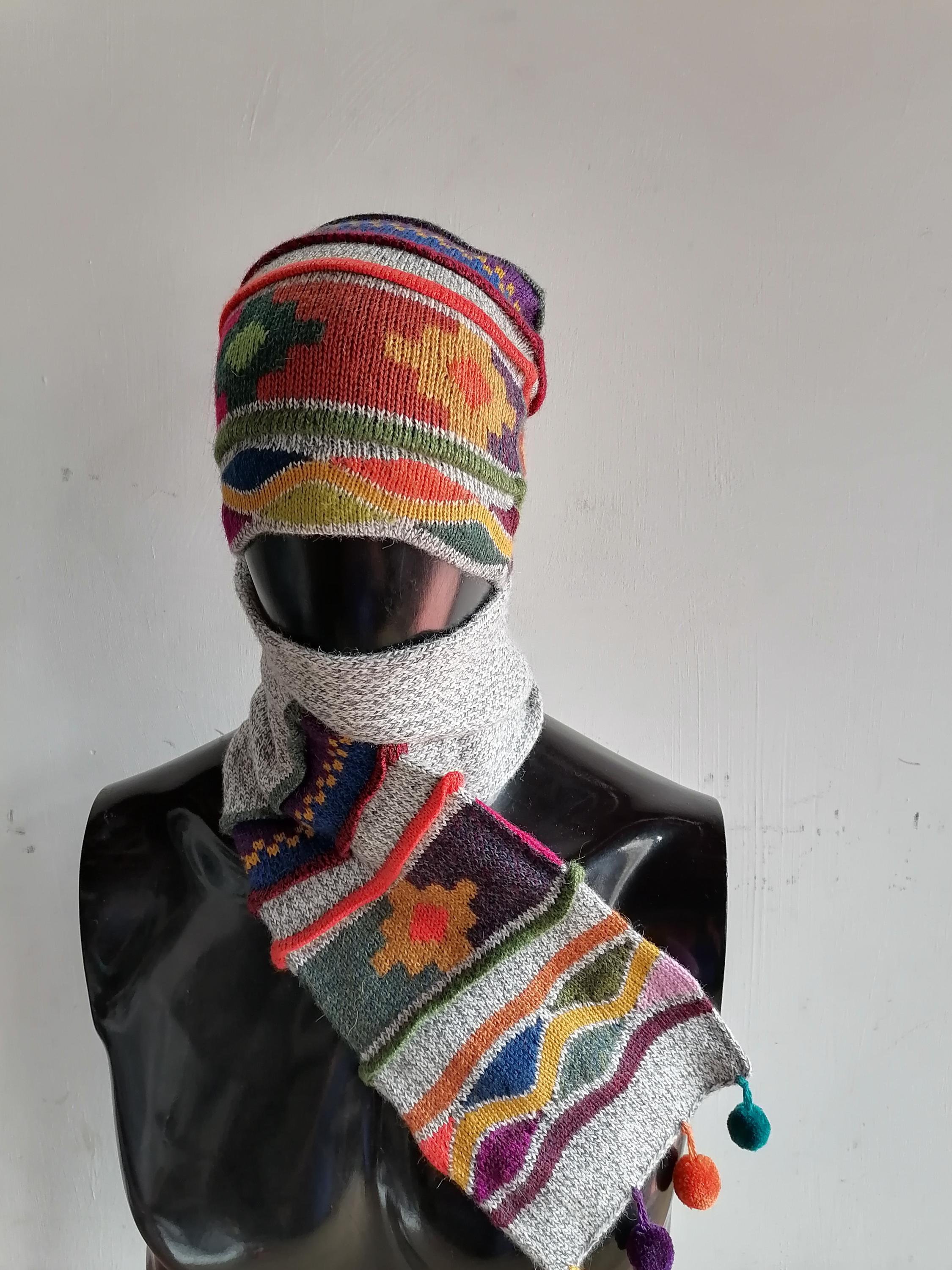 Chullo Scarf Hand Knitted 2 in 1 Warm Winter - Etsy