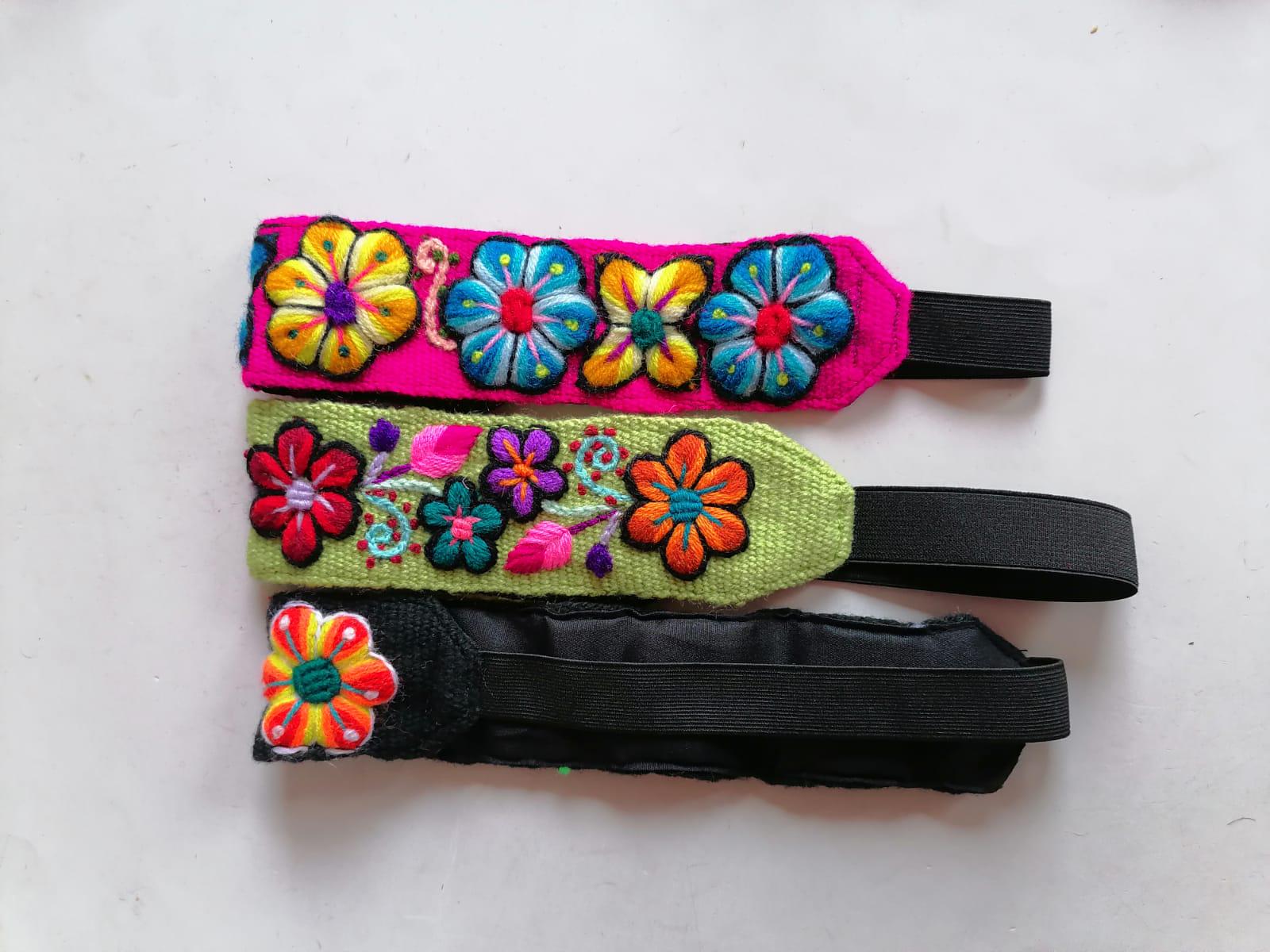 Set of 3 Peruvian Headbands With Hand Embroidery and  display picture 3