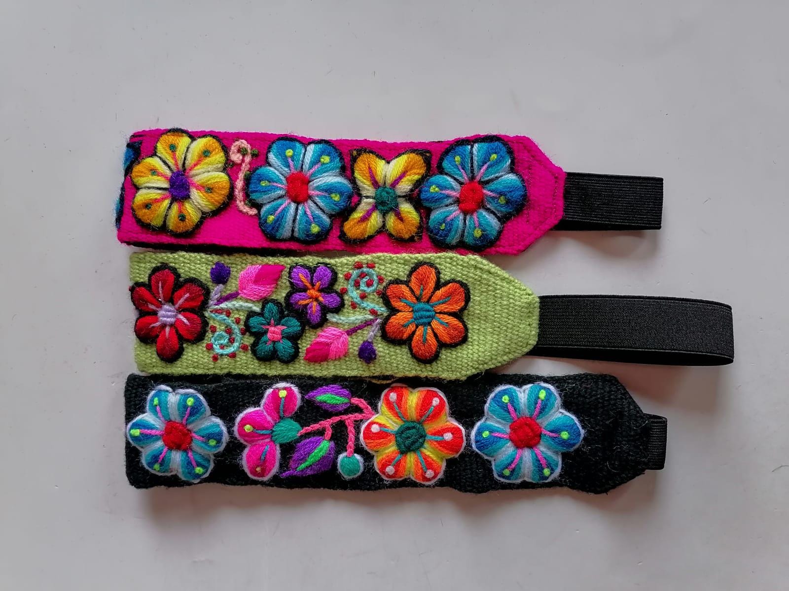 Set of 3 Peruvian Headbands With Hand Embroidery and  display picture 3