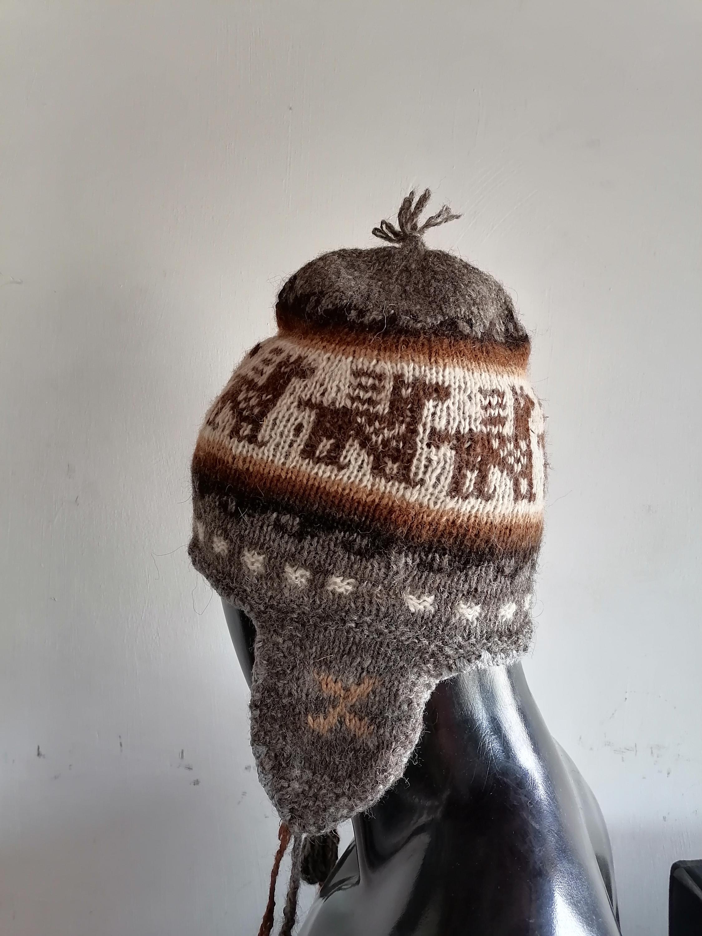 Peruvian handmade chullo - hat - hat for women - warm winter - knitted in wool Authentic Alpaca Chullo Beanie from the Andes of Peru  main image 3
