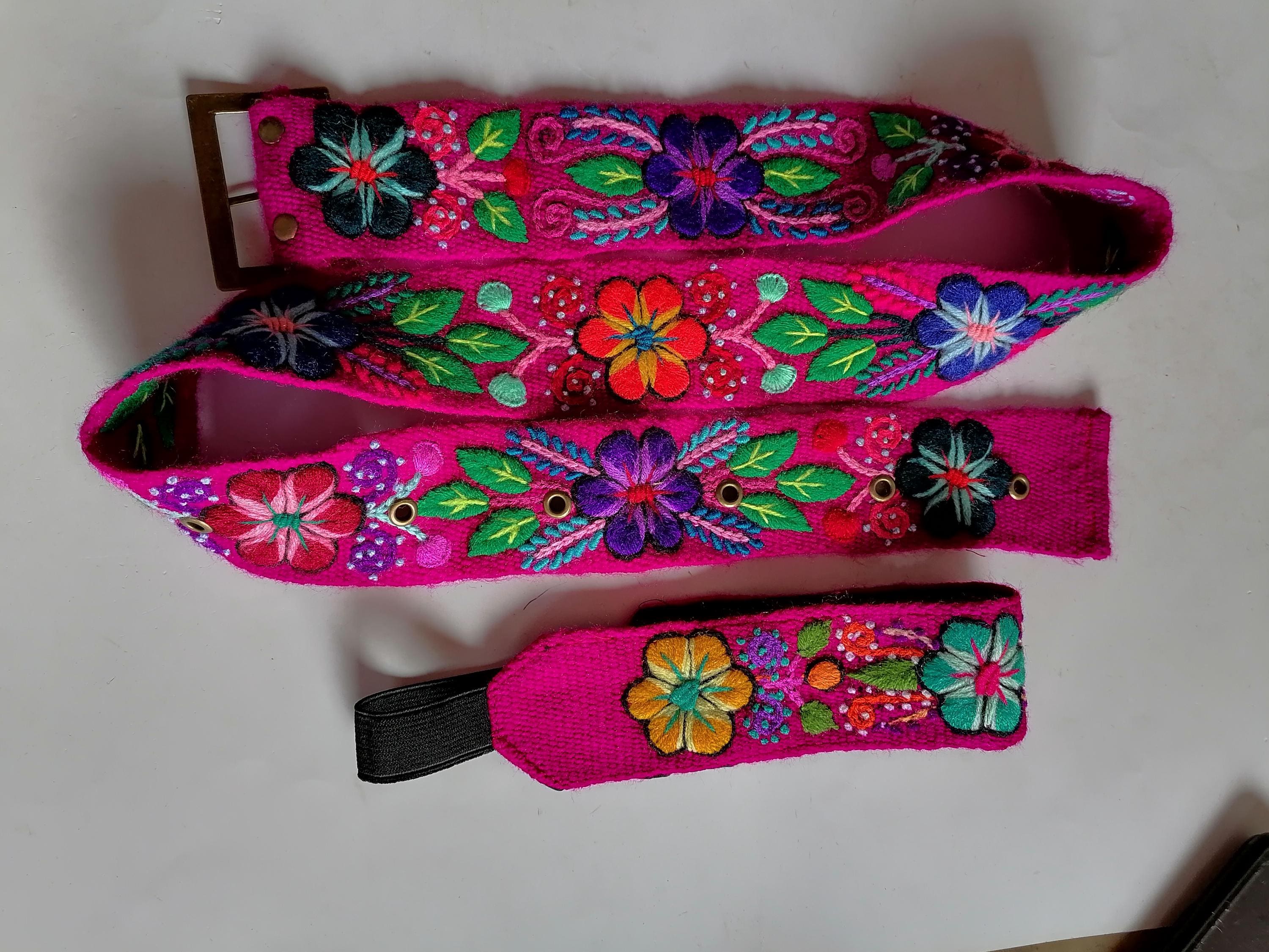 Multicolored Flower Wool Fabric Headband Belt Set Knitted Woolen Floral Headband and Belt Set - Etsy main image 4