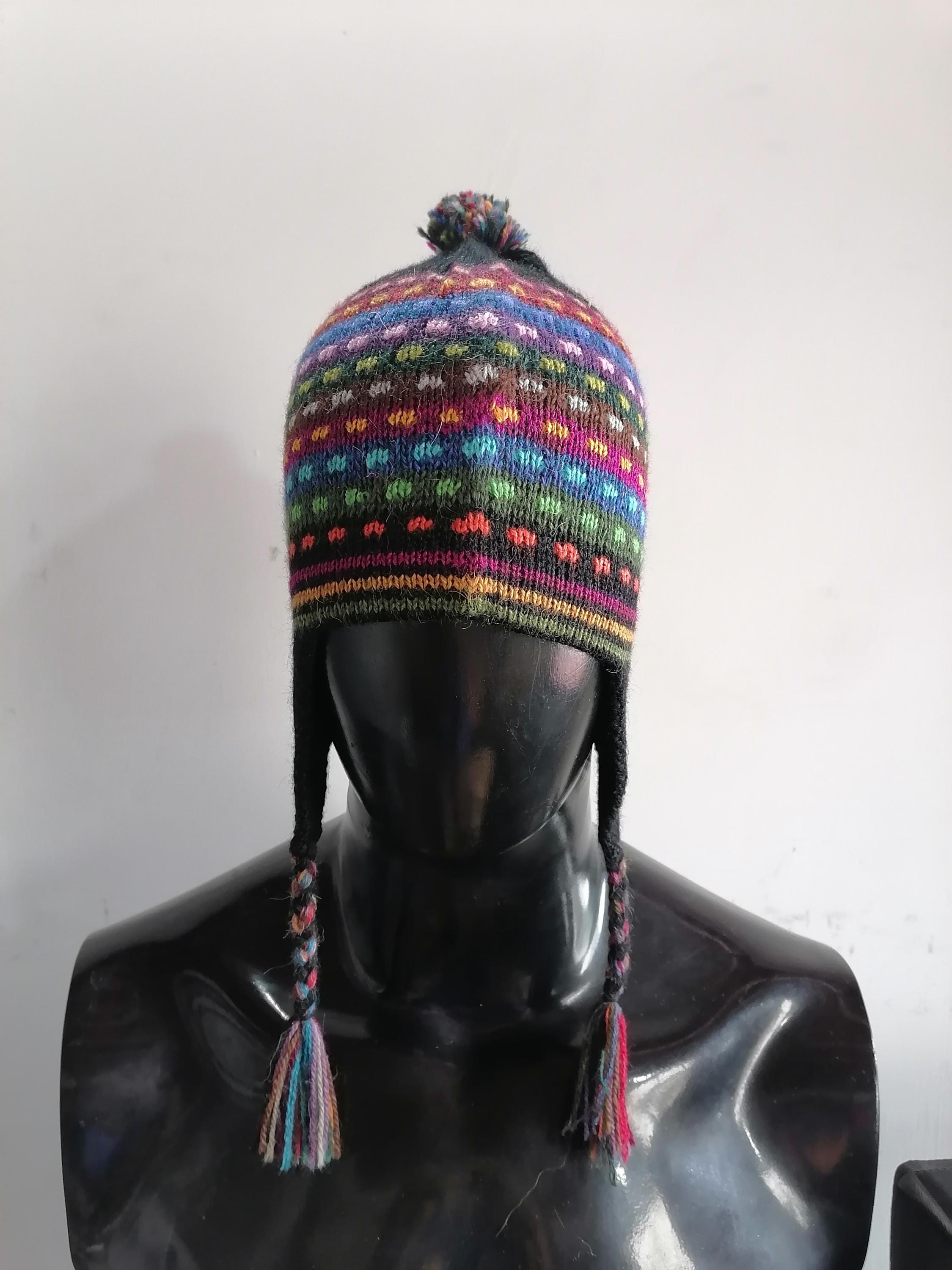 Peruvian chullo knitted in multicolor wool knitted wool winter warm unisex hat Unisex Peruvian Chullo Knitted Wool Winter Warm - Etsy main image 3