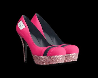 Handmade Italian Leather Platform Pumps – Striped Stiletto Heels