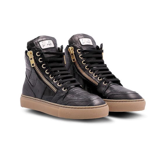 Limited Edition Croc Skin High-top Sneakers: Handmade  display picture 2