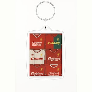 Liverpool Inspired Football Shirt Keyring Key Chain | The Reds Retro Classic Kit Collection | Fathers Day Christmas Gift For Fans |