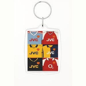 Arsenal Inspired Football Shirt Keyring Key Chain | Gunners Retro Classic Kit Collection | Fathers Day Christmas Gift For AFC Fans |