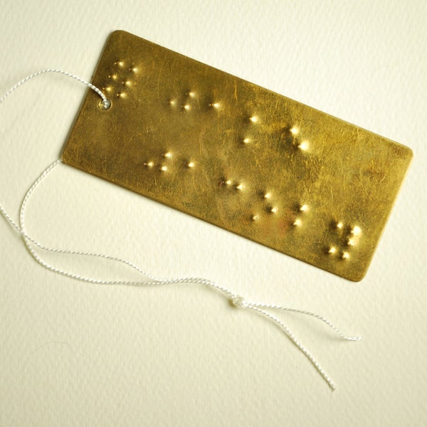 Vintage Brass Braille Tags, Found Object, Collage, Assembledge, Art Supplies, Recycle, Upcycle