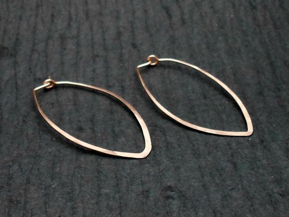 Hammered Hoop Earrings in Rose Gold 'leaf Hoops' Etsy