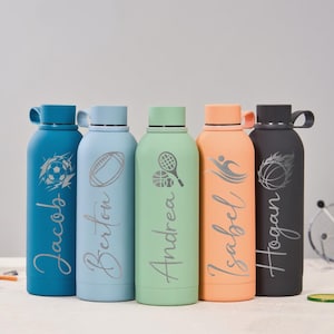Personalized Insulated Sports Water Bottle,Stainless Steel Bottle,Name Thermal Bottle,17oz Insulated Bottle,Christmas Gift,Gift for Her