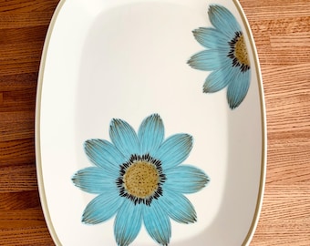 Noritake China Up-Sa Daisy- Blue Flower Serving Platter- 1970's China Serving Platter