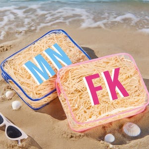Personalized Bridesmaid Beach Bag,Shadow Monogram PoolBag,Custom Bridesmaid Makeup Cosmetic Bag,Waterproof Toiletry Pouch,Bridal Party Favor