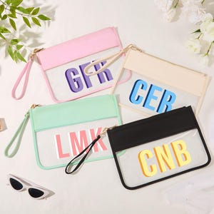 Personalized Bridesmaid Beach Bag, Shadow Monogram PoolBag, Custom Bridesmaid Makeup Bag, Cosmetic Bag, Waterproof Pouch, Bridal Party Favor
