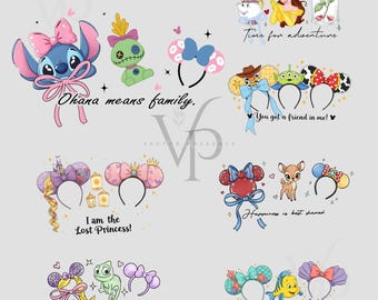 Magical Princess PNG Bundle, Cute Cartoon PNG Pack, Disney Inspired Doodle Set, Magical Kingdom PNG, Princess Sublimation T Shirt Design