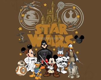 Vintage Star Wars Disney PNG | Mickey Jedi Clipart | Retro Cartoon
