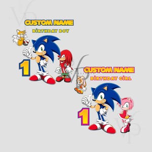 Custom Sonic Birthday PNG SVG – Personalized Name , Age – Boy & Girl Party Shirt Design – Sonic the Hedgehog Digital Download