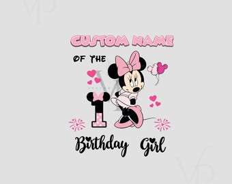 Kundenspezifisches Geburtstagskind Png, personalisierte alles Gute zum Geburtstag Shirt, rosa Maus des Geburtstags-Sweat, Disney-Geburtstagsfeier, Minnie Geburtstagskind