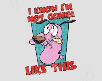 Retro Courage the Cowardly Dog PNG – Funny Cartoon Digital Download – Distressed Sublimation Clipart for T-Shirts & Stickers