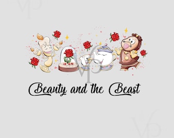 A Bela e a Fera PNG, Clipart de Rosa da Disney, Design Fofo de Lumière Sra. Potts Chip, Personagens de Contos de Fadas PNG para Sublimação, Rosa Mágica