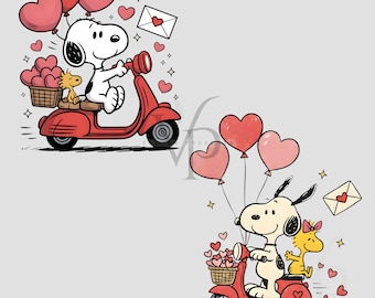 Valentine Snoopy Cartoon PNG-sublimatieontwerp, Love Valentine PNG, Pink Valentine-stripfiguur, Valentijnsdag digitale download