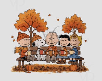 Dog and Friend Thanksgiving & Fall Png, Woodstuck Png, Cute Dog Png, Charlie Brown png, Peanuts png, Fall Season Cartoon Dog Png