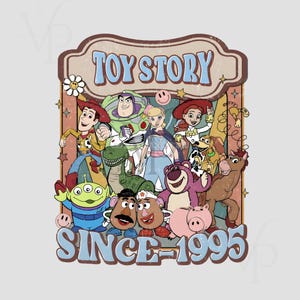 Toy Story PNG Clipart – Retro Vintage Pixar Poster Since 1995 – Digital Download, Wall Art, Kids Room Decor, Cartoon Characters Printable