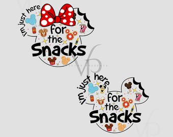 Disney Snack Lover PNG-SVG | I'm Just Here for the Snacks Minnie Ears Digital Download | Cute Theme Park Food Clipart for Sublimation, Craft