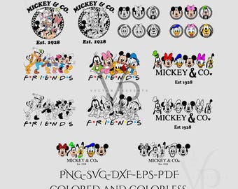 Disney Mickey Friends SVG PNG Bundle, Mickey & Co Est 1928, Cartoon Clipart, Digital Download, Cricut Files, Sublimation Design
