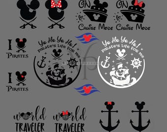 Disney Cruise SVG PNG Bundle, Pirate Mickey Minnie Ship Logos, Cruise Mode Clipart, Dream Wish Wonder, Cruise Family Png,Magical Kingdom Png