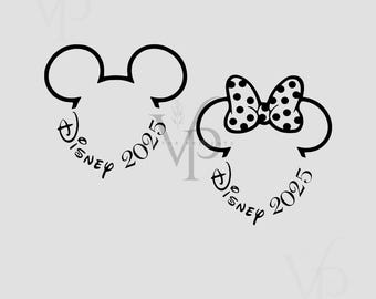 Disney 2025 SVG PNG DXF , Mickey and Minnie Head Outline, Family Vacation Shirt Design, Matching Disney Trip Clipart, Cricut Cut File