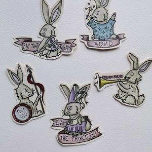 mittelalterliche Hasen-Stickerpackung - original Kunst - 5 Aufkleber