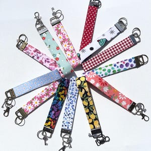 Key Fob Wristlet-Fabric Keychain Strap,Handmade Wristlet Key Holder- Cute Gift for Her- Small Teacher Gift- Bag Tag Accessory