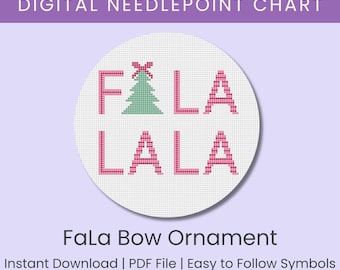 FaLa Bow Ornament Digital Needlepoint Chart