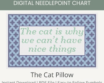 The Cat Pillow Digital Needlepoint Chart