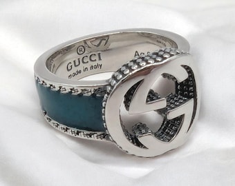 Gucci Interlocking G Sterling Silver Ring, Size 7.5, 17.3g - Etsy