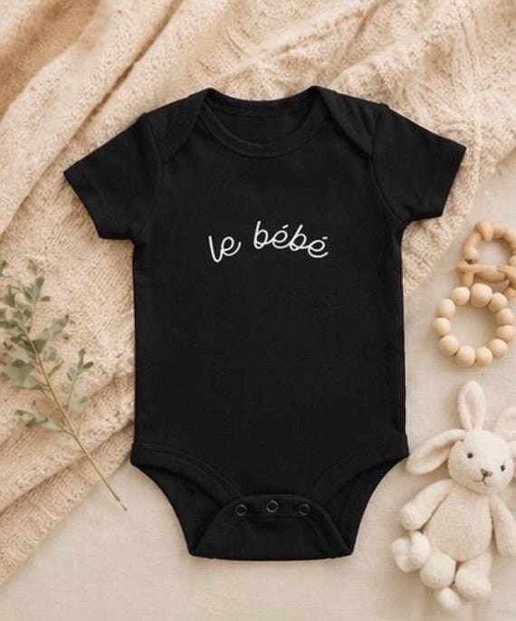 Le Bébé Bold Statement Gender Neutral Unisex Onesie Bodysuit | French Baby Onesie