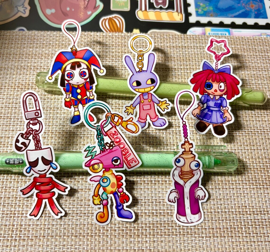 Sticker Keychain The Amazing Digital Circus Keychain Sticker Sheet // Waterproof ...