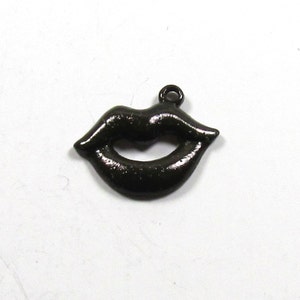 Black plated Brass Lips Charm