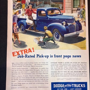 Rare Dodge Truck by Gordon Ross | 1946 Vintage Classic Car Ad | Dodge Advertisement | Great for Man Caves Car Garages or for any Enthusiast