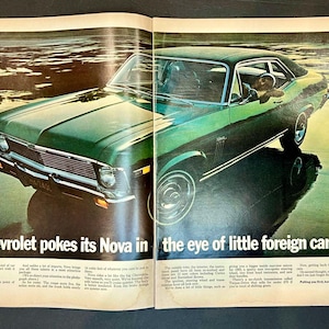 1969 Chevy Nova Coupe Vintage Ad | Wall Art | Man Cave | Garage | Chevrolet Muscle Car